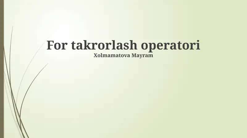 Takrorlash Operatorlari