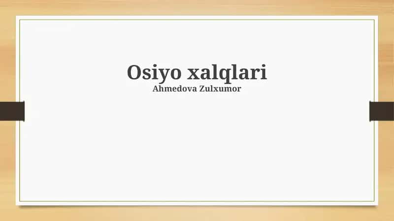 Millatlararo Munosabatlar