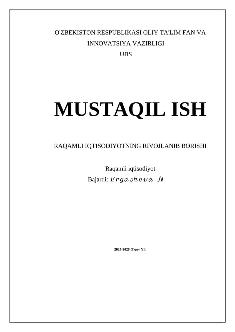 Raqamli iqtisodiyotning rivojlanib borishi