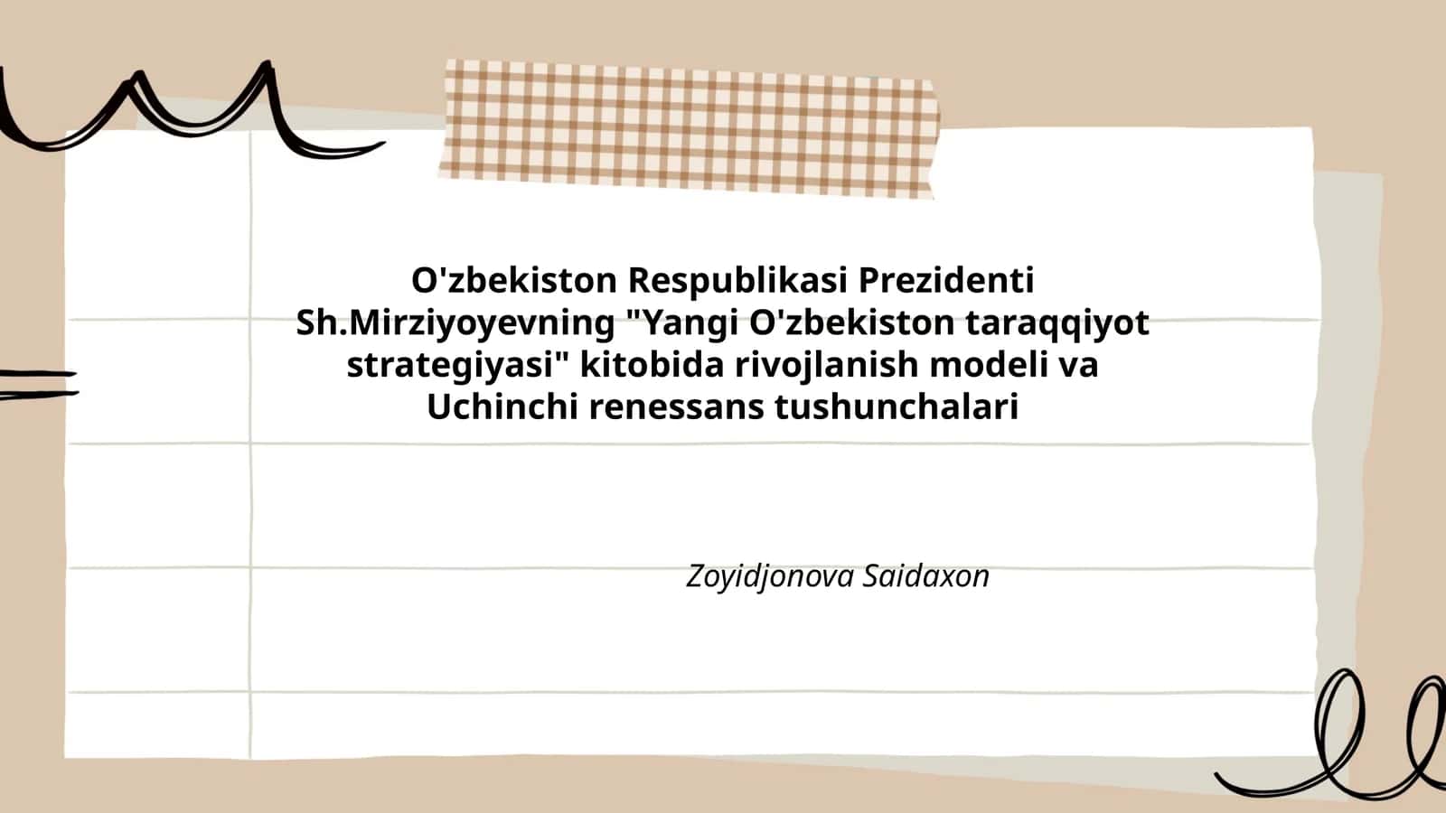 "Yangi O'zbekiston taraqqiyot strategiyasi"