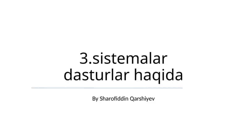 Dasturiy Ta'minot Tizimlari Asoslari