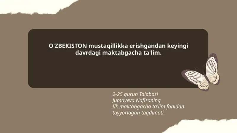 Ilk maktabgacha ta'lim fanidan tayyorlagan taqdimoti