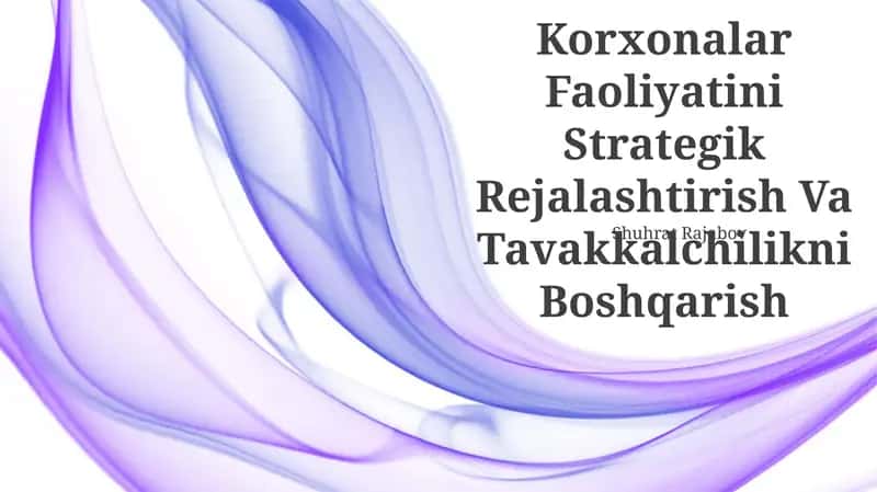 Korxonalar Faoliyatini Strategik Rejalashtirish Va Tavakkalchilikni Boshqarish