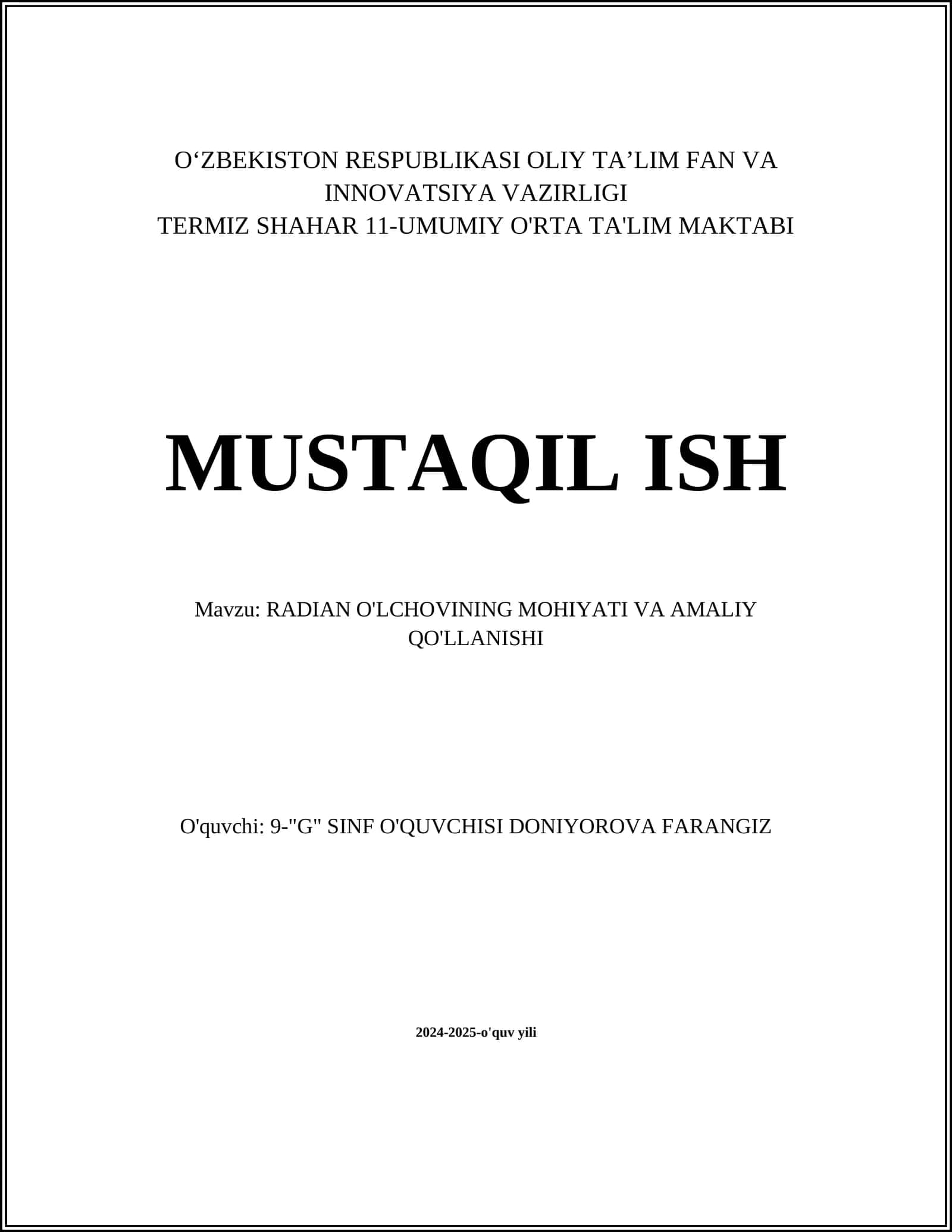 Radianning matematik asoslari