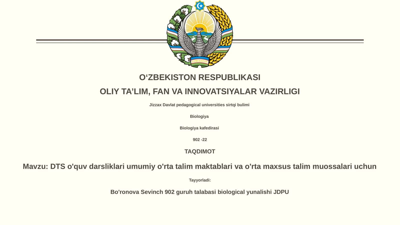 DTS o'quv darsliklari