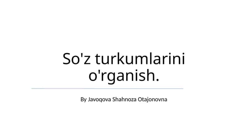 So'z turkumlarini o'rganish