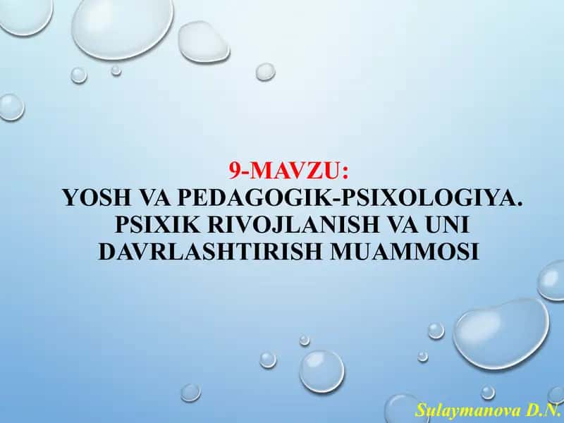 YoShVA PEDAGOGIK-PSIXOLOGIYA