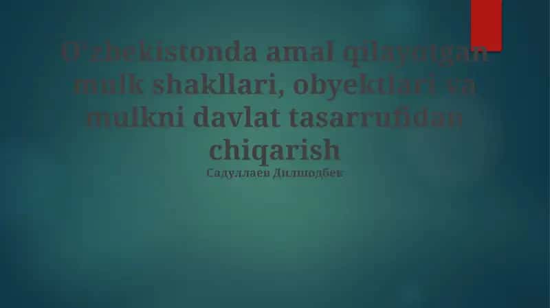 Xususiylashtirishning O'zbek jamiyatiga ta'siri