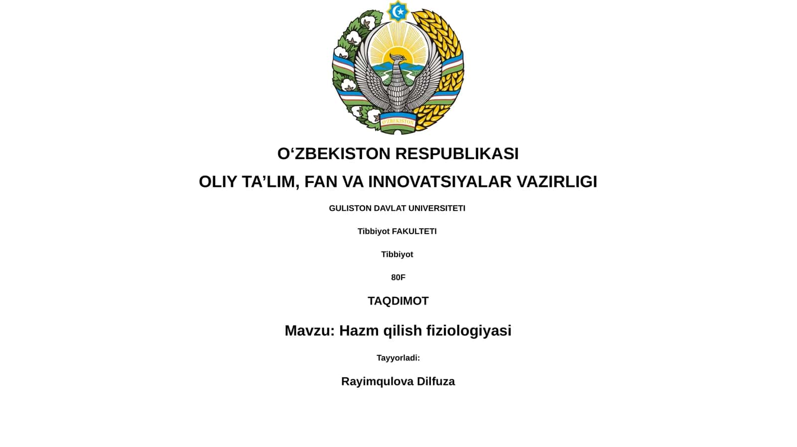 Hazm qilish fiziologiyasi