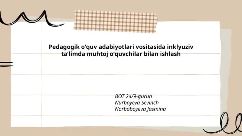 Muhtoj oʻquvchilar bilan ishlash
