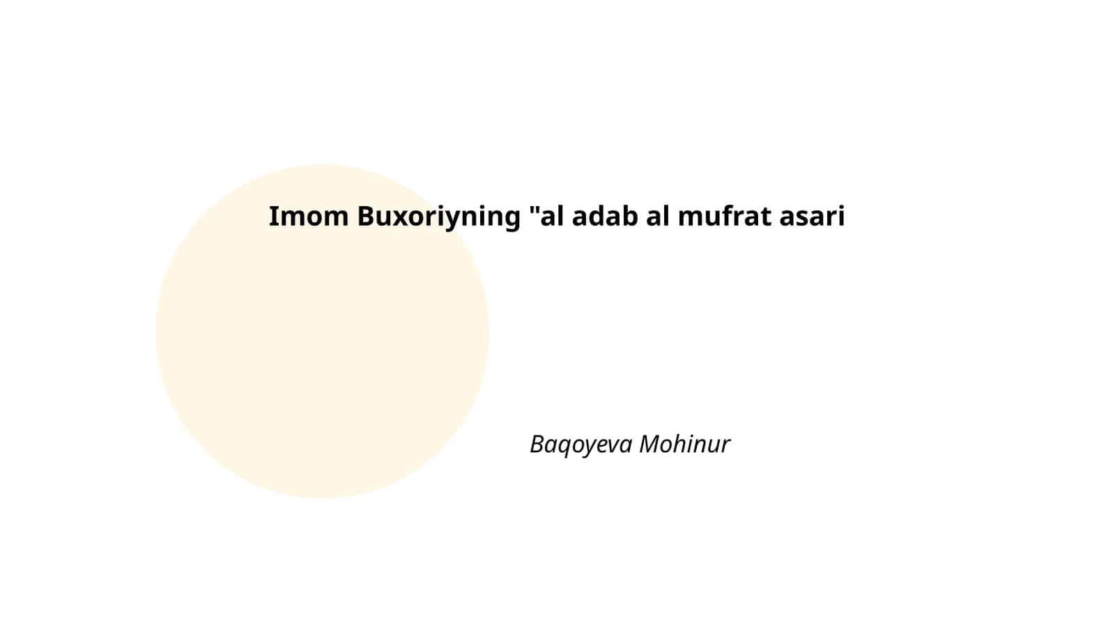 Imom Buxoriyning "al adab al mufrat asari