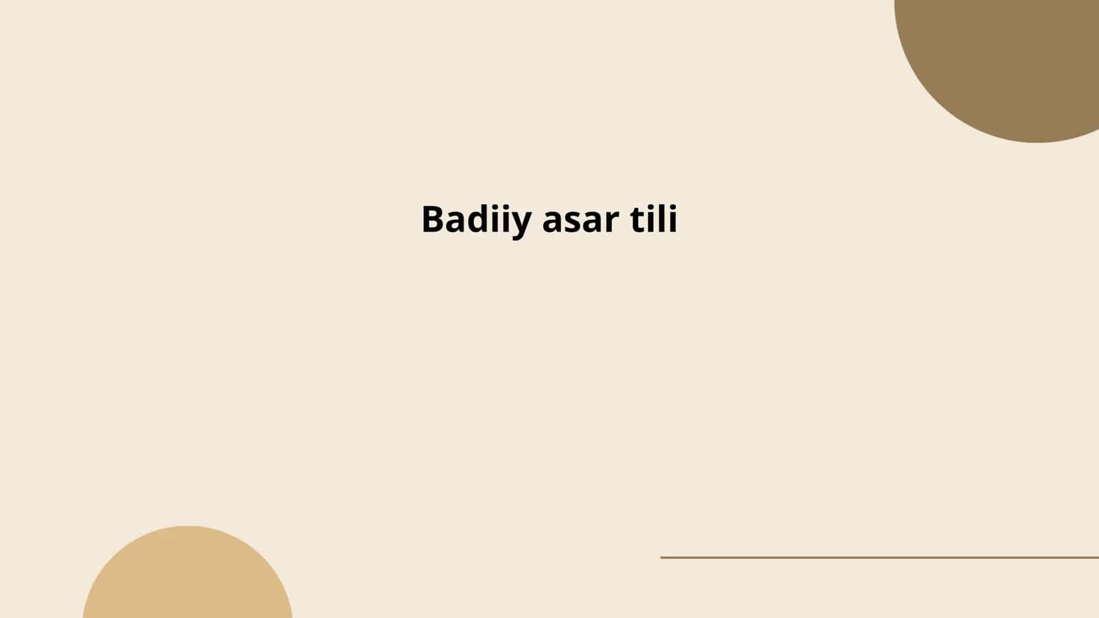 Badiiy asar tili