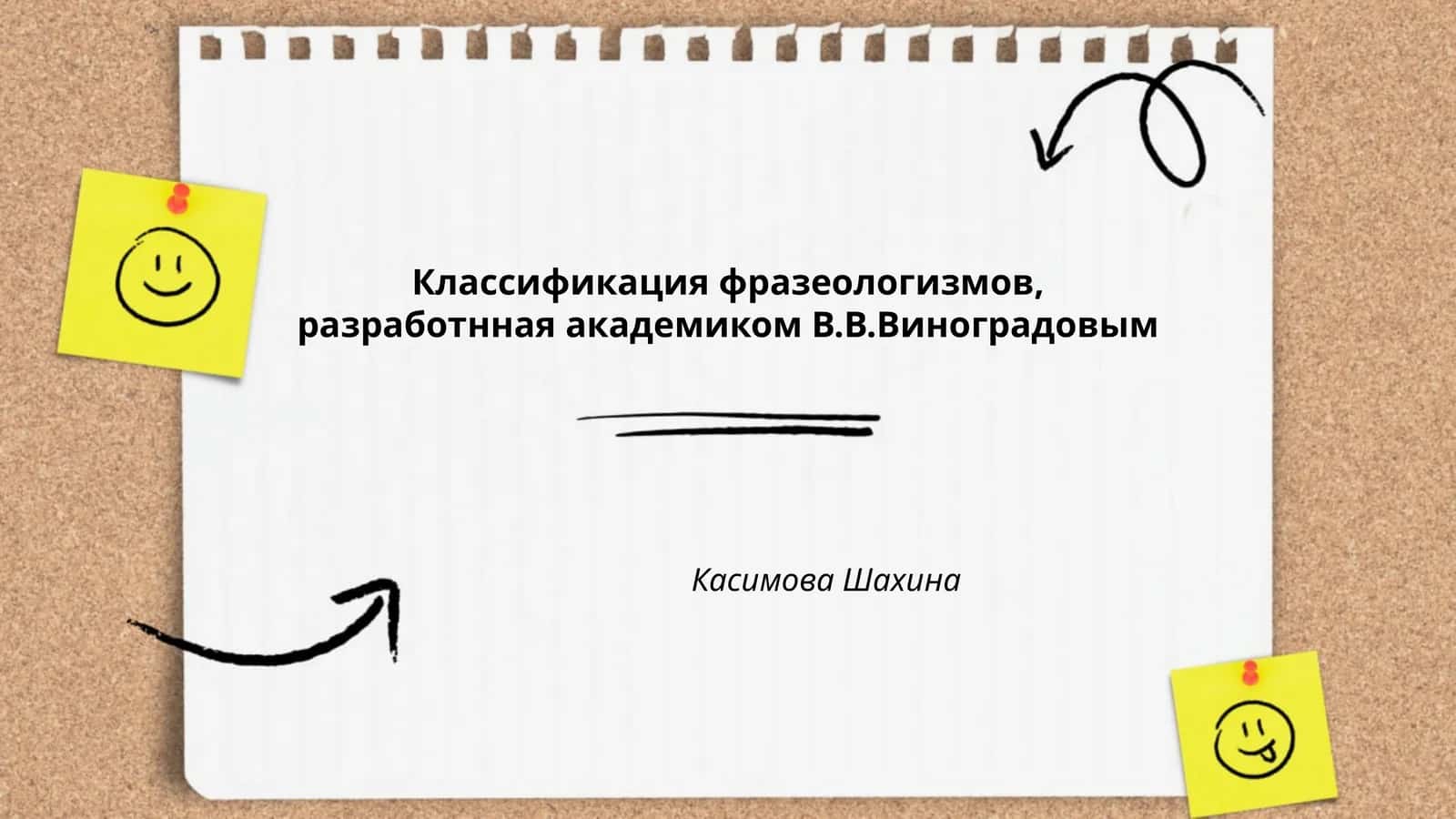 Классификация фразеологизмов, разработнная академиком В.В.Виноградовым