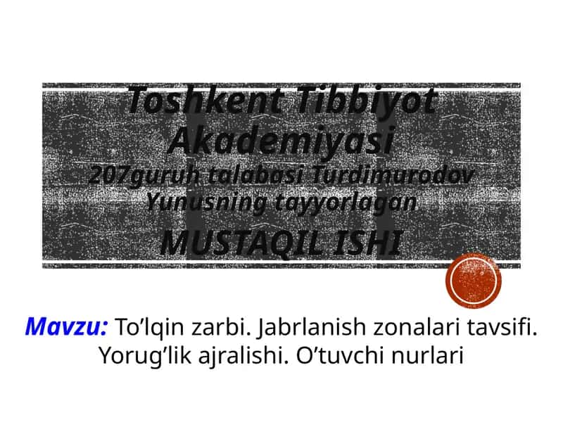 To’lqin zarbi. Jabrlanish zonalarining tavsifi