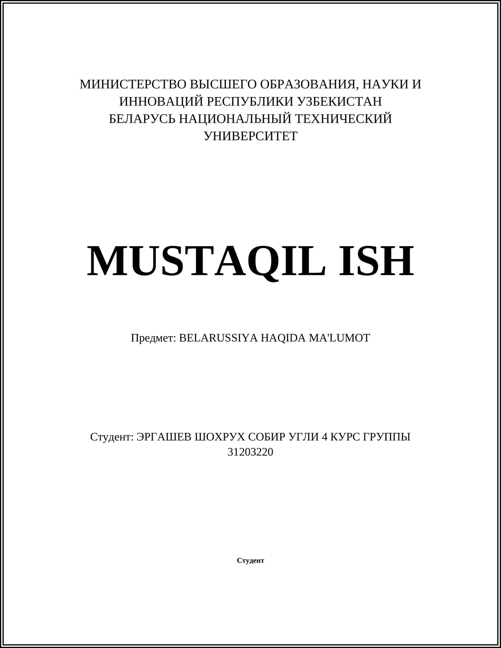 BELARUSSIYA HAQIDA MA'LUMOT