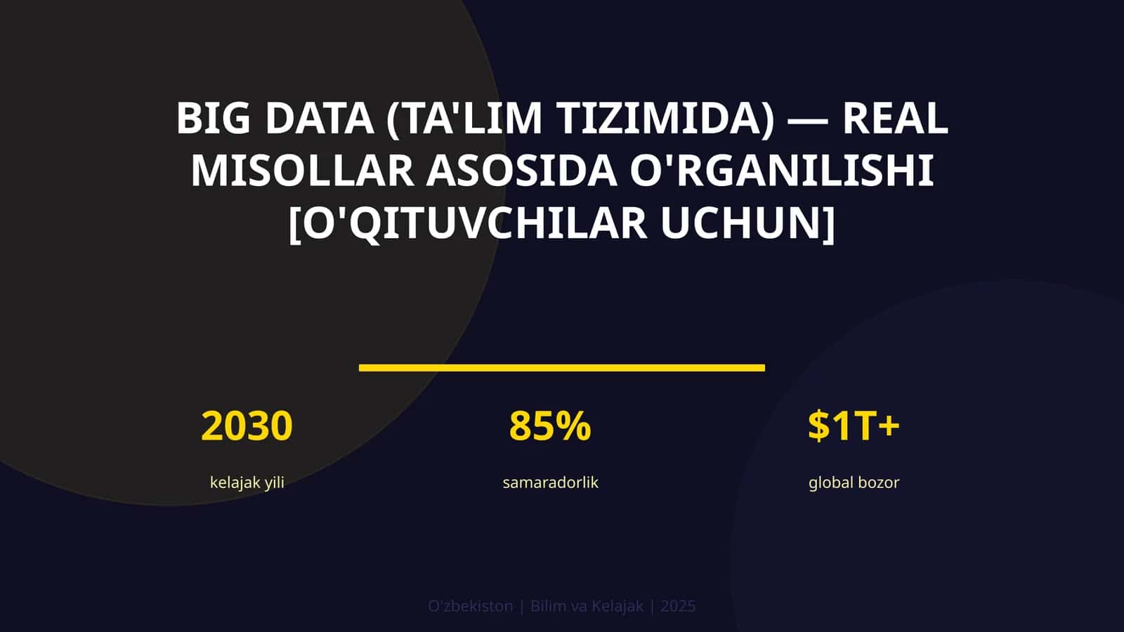 Big Data (ta'lim tizimida) — real misollar asosida o'rganilishi [o'qituvchilar uchun]