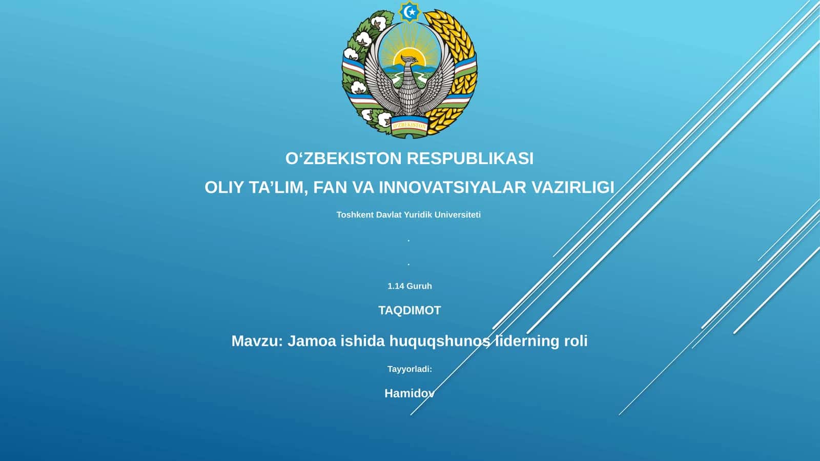 Jamoa ishida huquqshunos liderning roli