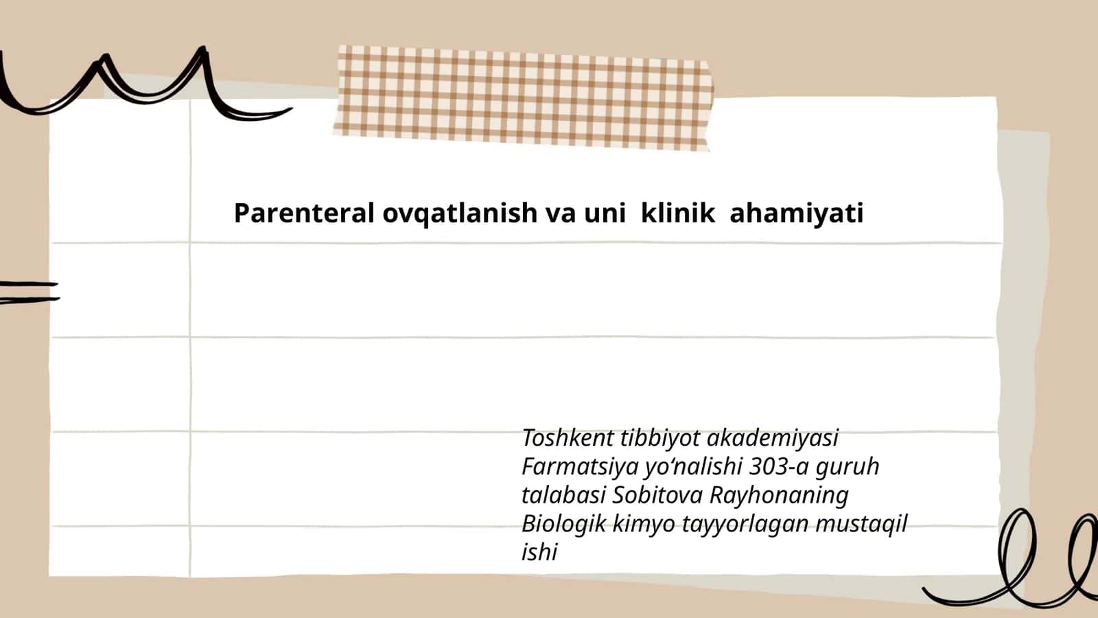 Parenteral ovqatlanish va uni klinik ahamiyati