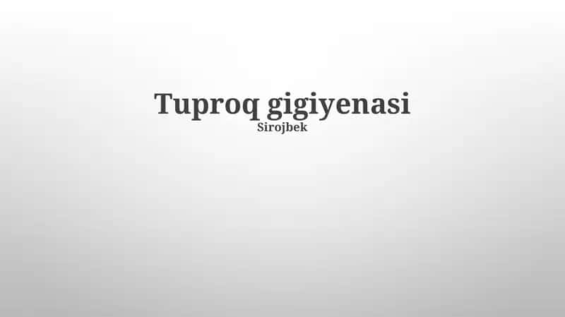 Tuproq gigiyenasi
