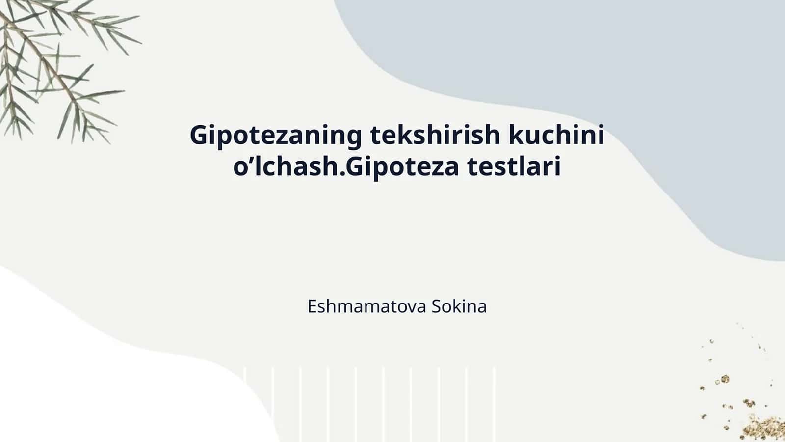 Gipotezaning tekshirish kuchini o’lchash.Gipoteza testlari