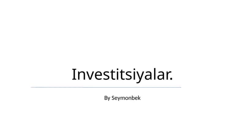 Investitsiyalar