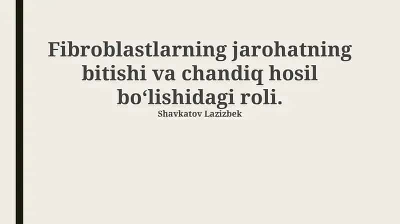 Kollagen Sintezi va To'qimalarning Qayta Qurilishi