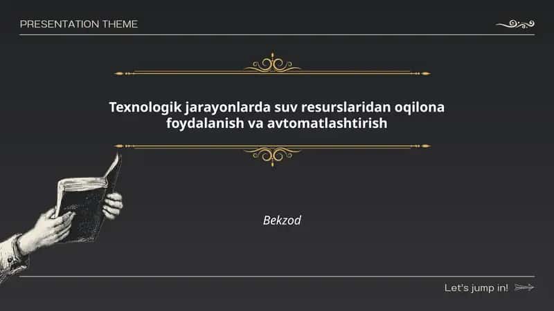 Suv resurslaridan oqilona foydalanish va avtomatlashtirish