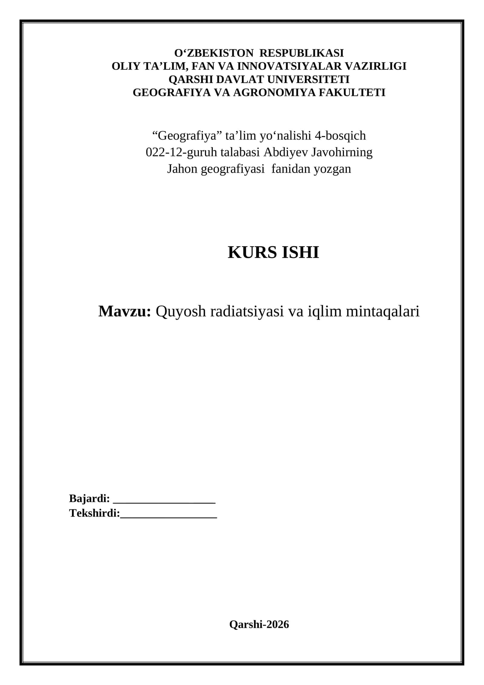 Quyosh radiatsiyasi va iqlim mintaqalari