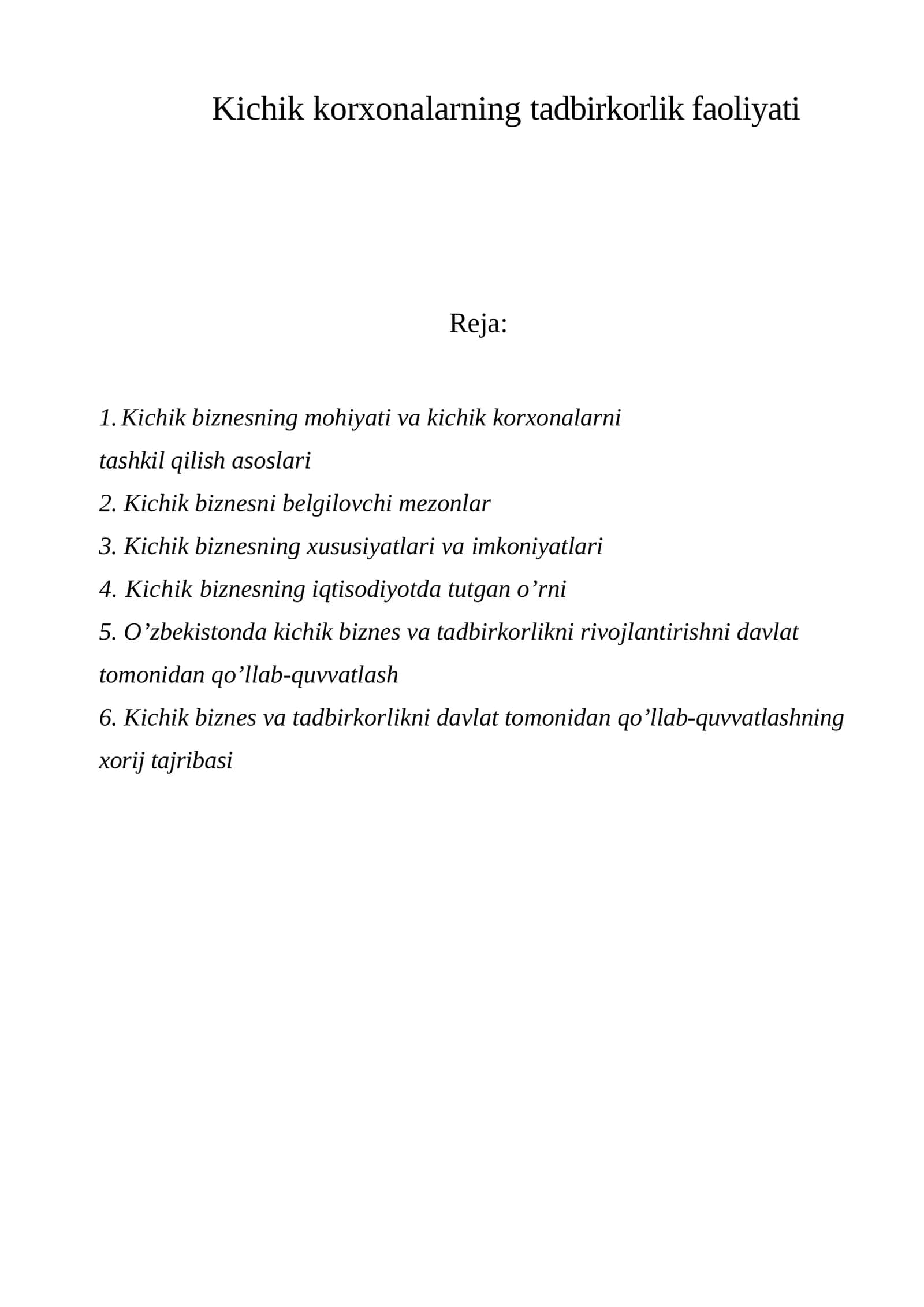 Tadbirkorlik faoliyati