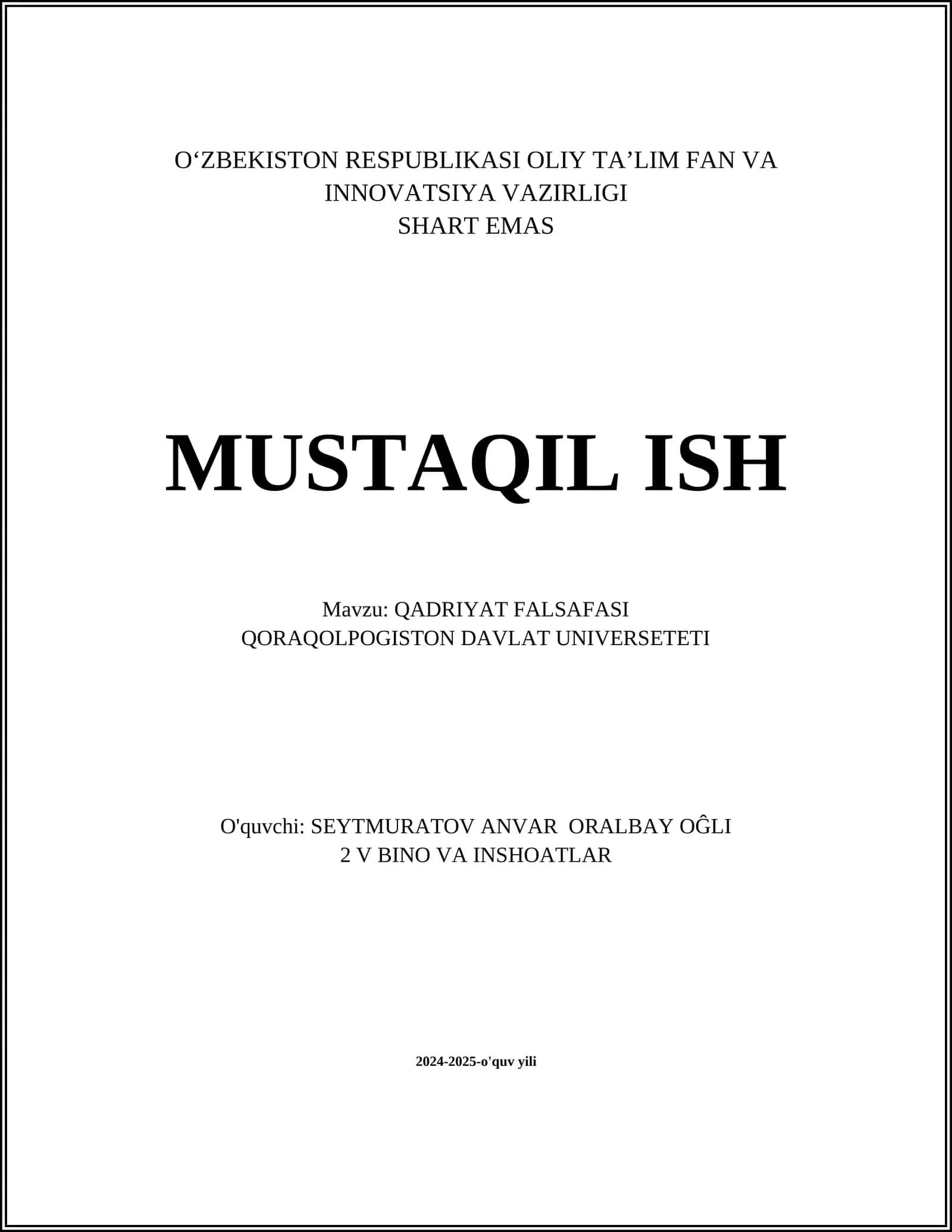 Qadriyat Falsafasi