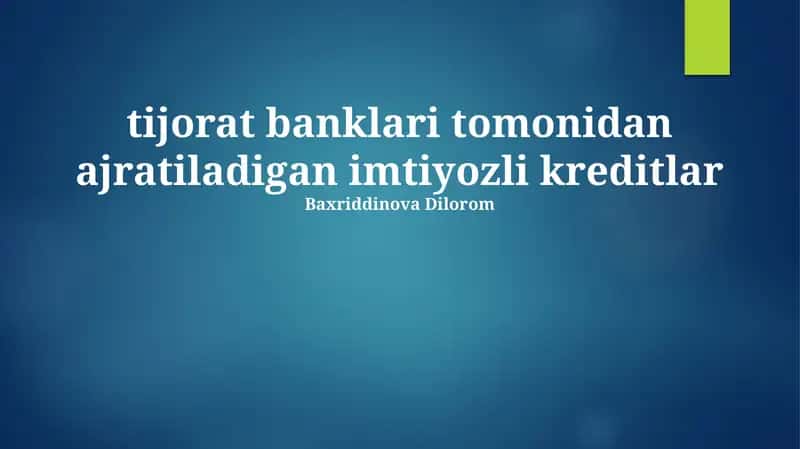 Imtiyozli Kreditlar