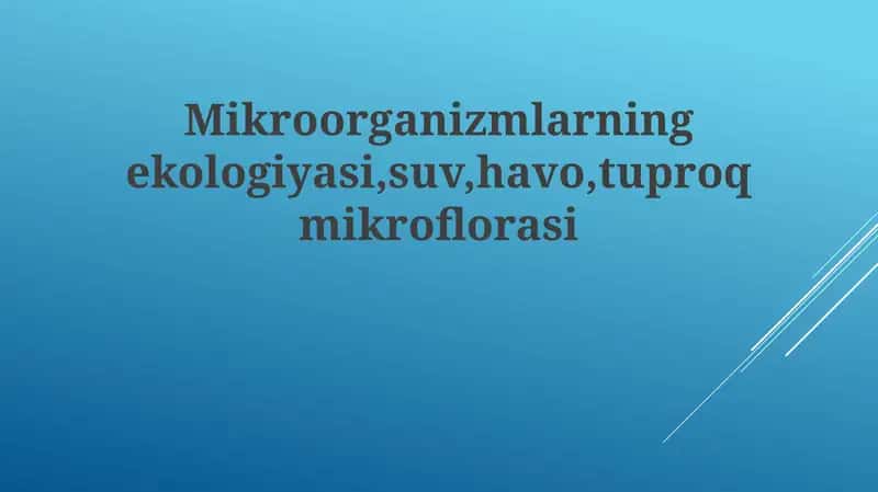 Mikroorganizmlarning ekologiyasi