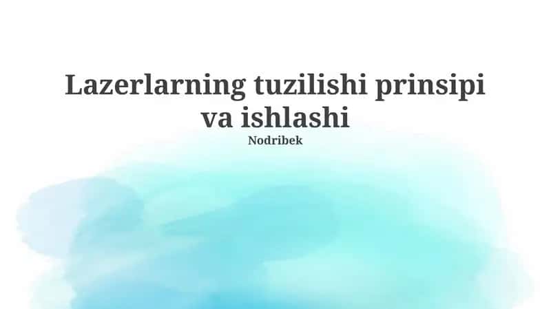 Lazerlarning tuzilishi prinsipi va ishlashi