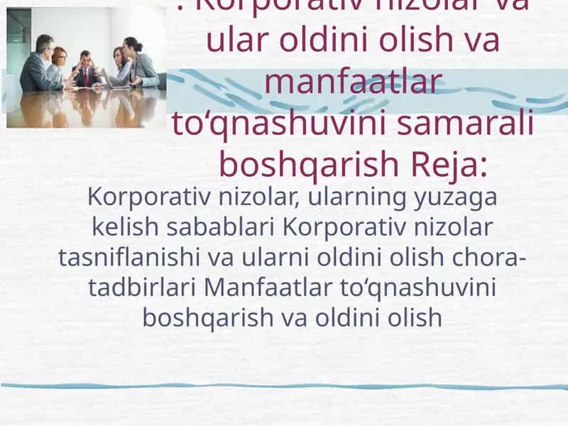 Korporativ nizolar va ular oldini olish