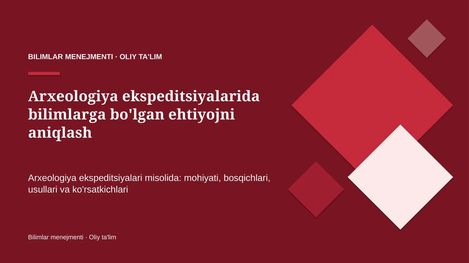 [Arxeologiya ekspeditsiyalarida bilimlarga bo'lgan ehtiyojni aniqlash]