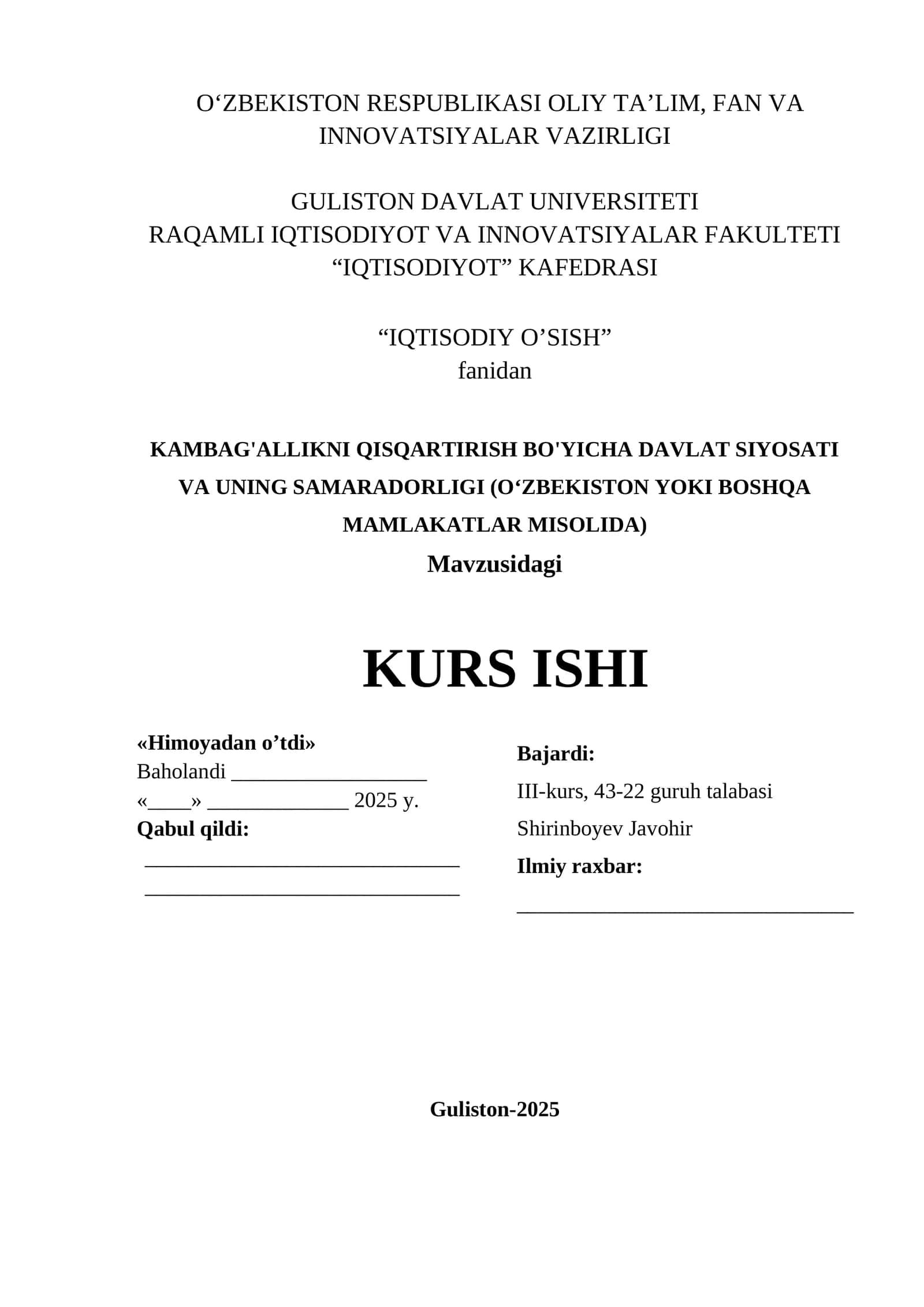 IQTISODIYOT O'SISH