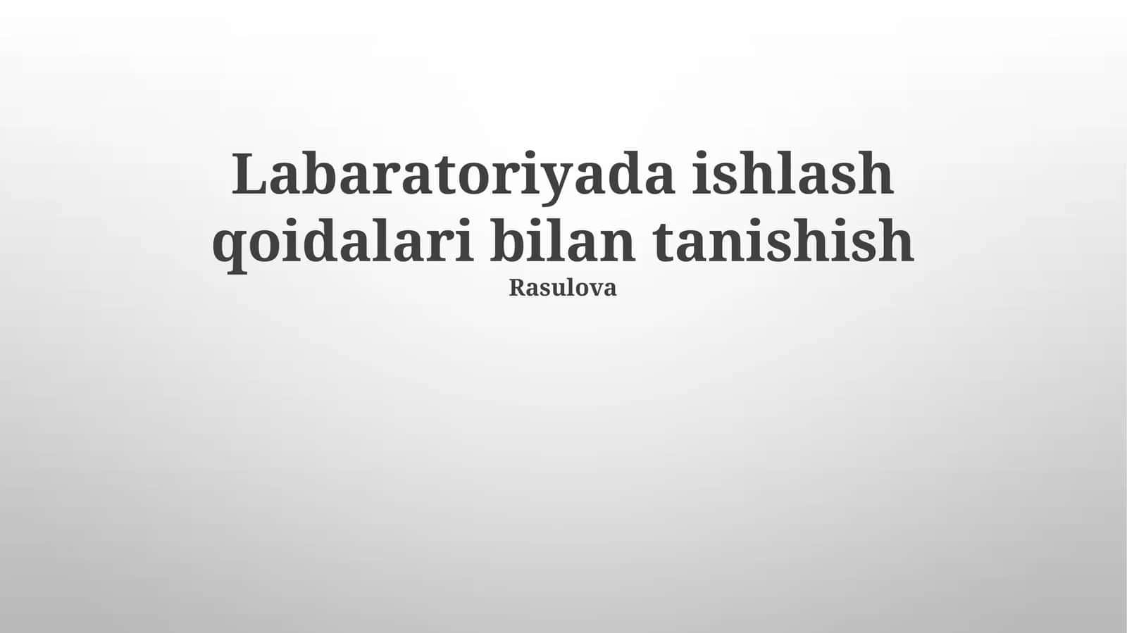Kimyoviy moddalar bilan ishlash qoidalari