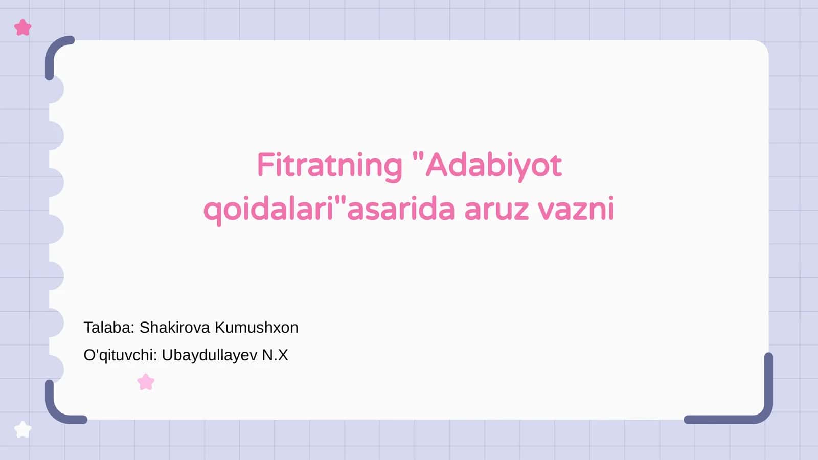 Fitratning "Adabiyot qoidalari" asarida aruz vazni