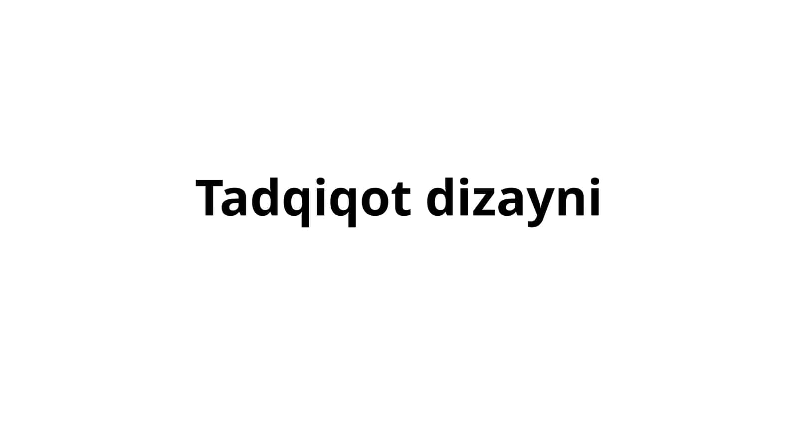 Tadqiqot dizayni