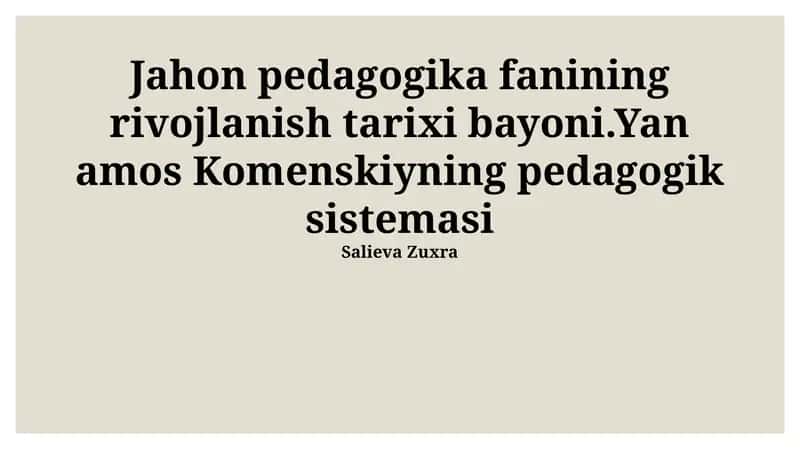 Komenskiy pedagogikasi ta'siri