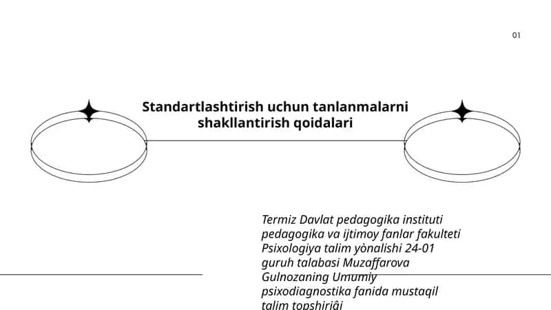 Standartlashtirish uchun tanlanmalarni shakllantirish qoidalari