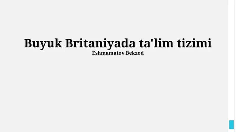 Boshlang'ich ta'lim Britaniyada
