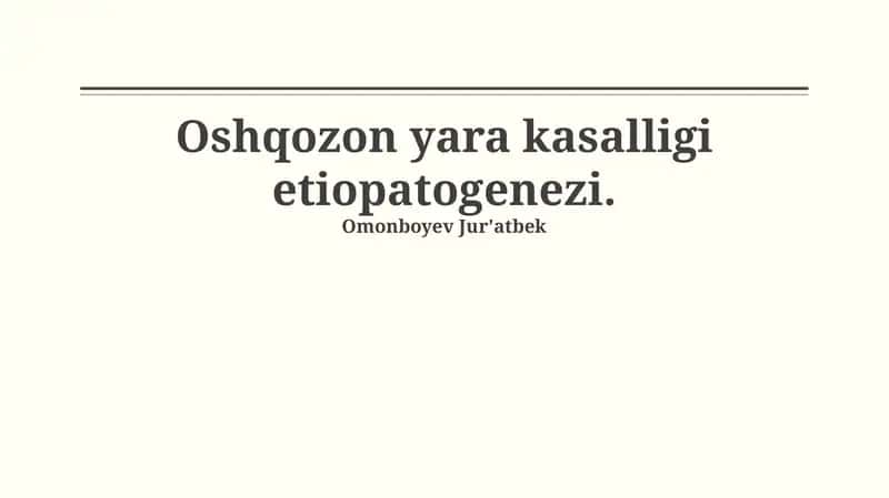 Oshqozon yara kasalligi etiopatogenezi