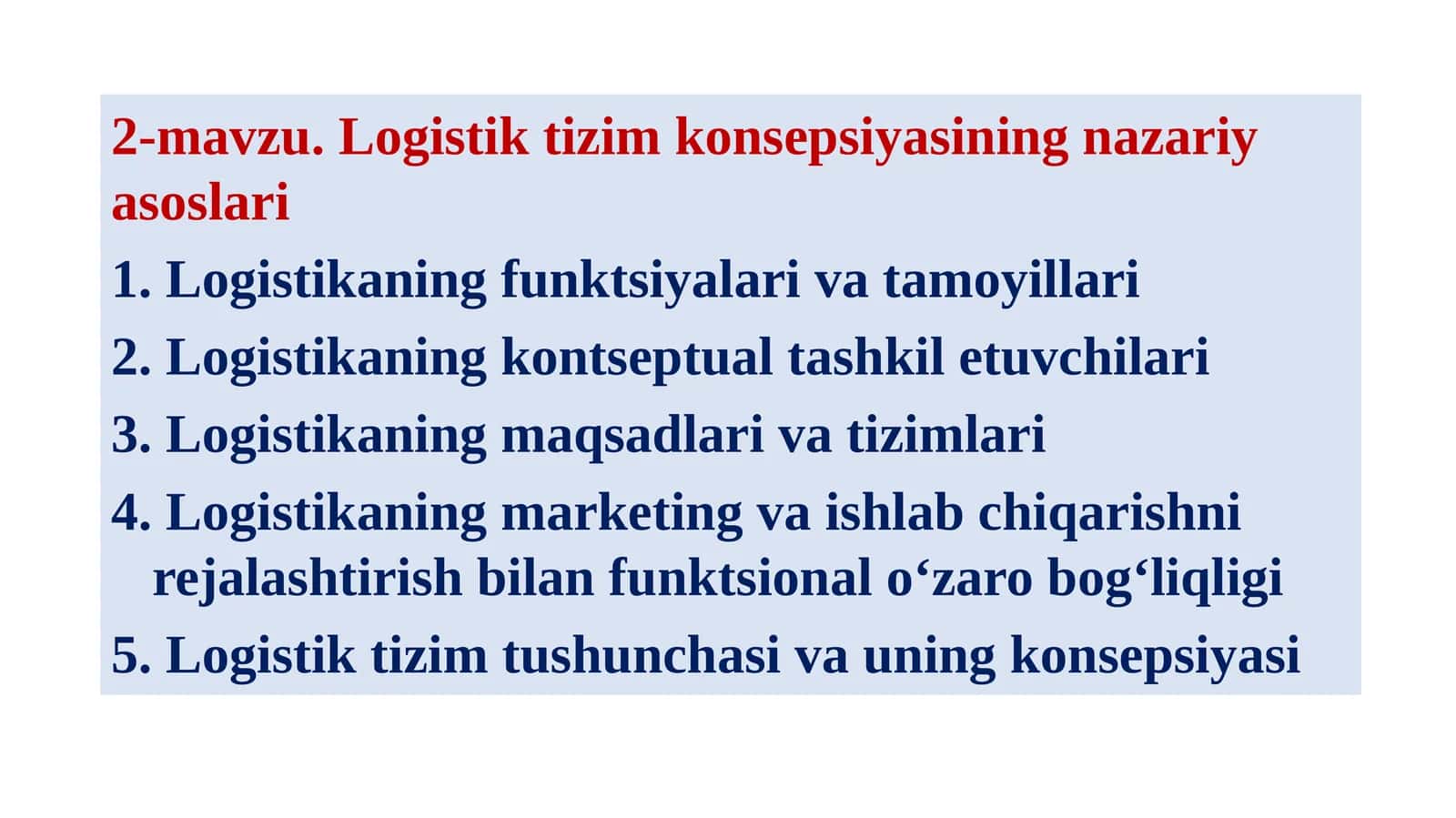Logistiktizimkonsepsiyasiningnazariyasoslari