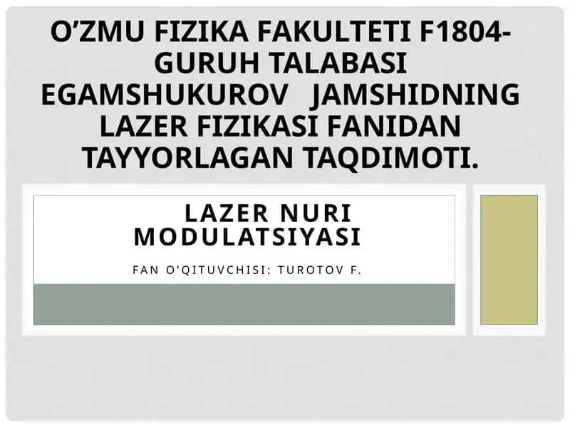 LAZER NURI MODULATSIYASI