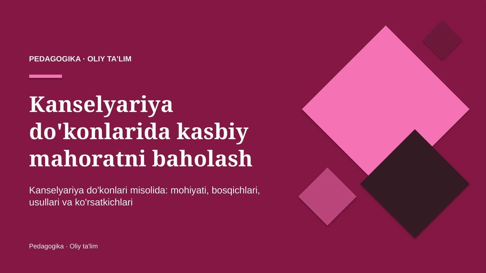 Kanselyariya do'konlarida kasbiy mahoratni baholash