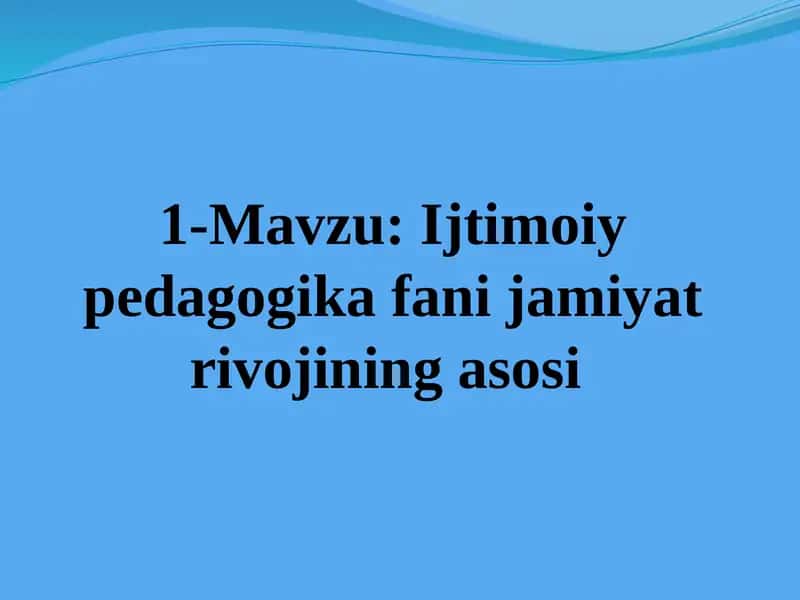 Ijtimoiy Pedagogika Fan