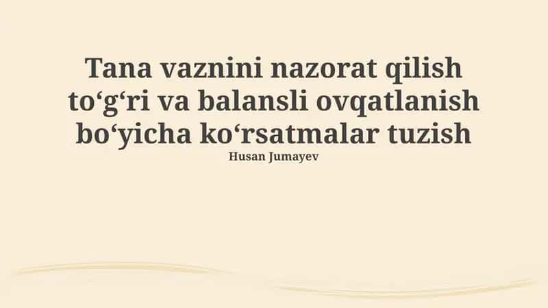 Og'irlikni nazorat qilish uchun ovqatlanish rejalari va maslahatlar