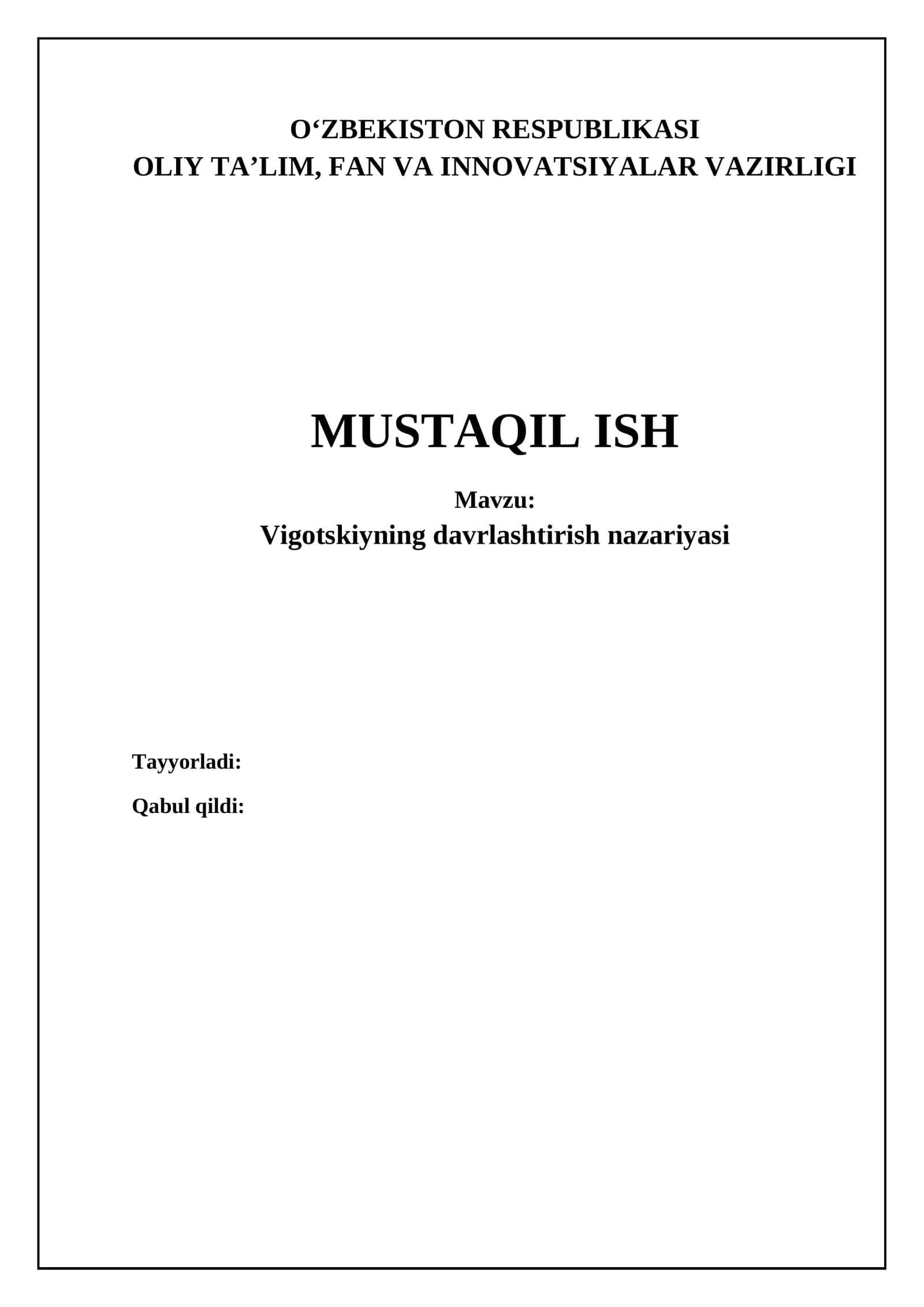 Vigotskiyning davrlashtirish nazariyasi