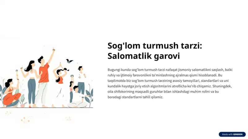 Sog'lom turmush tarzi: Salomatlik garovi